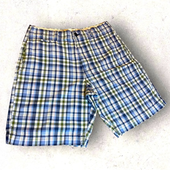 American Eagle Y2K multicolored plaid 100% cotton Bermuda shorts size 34 - Picture 1 of 10